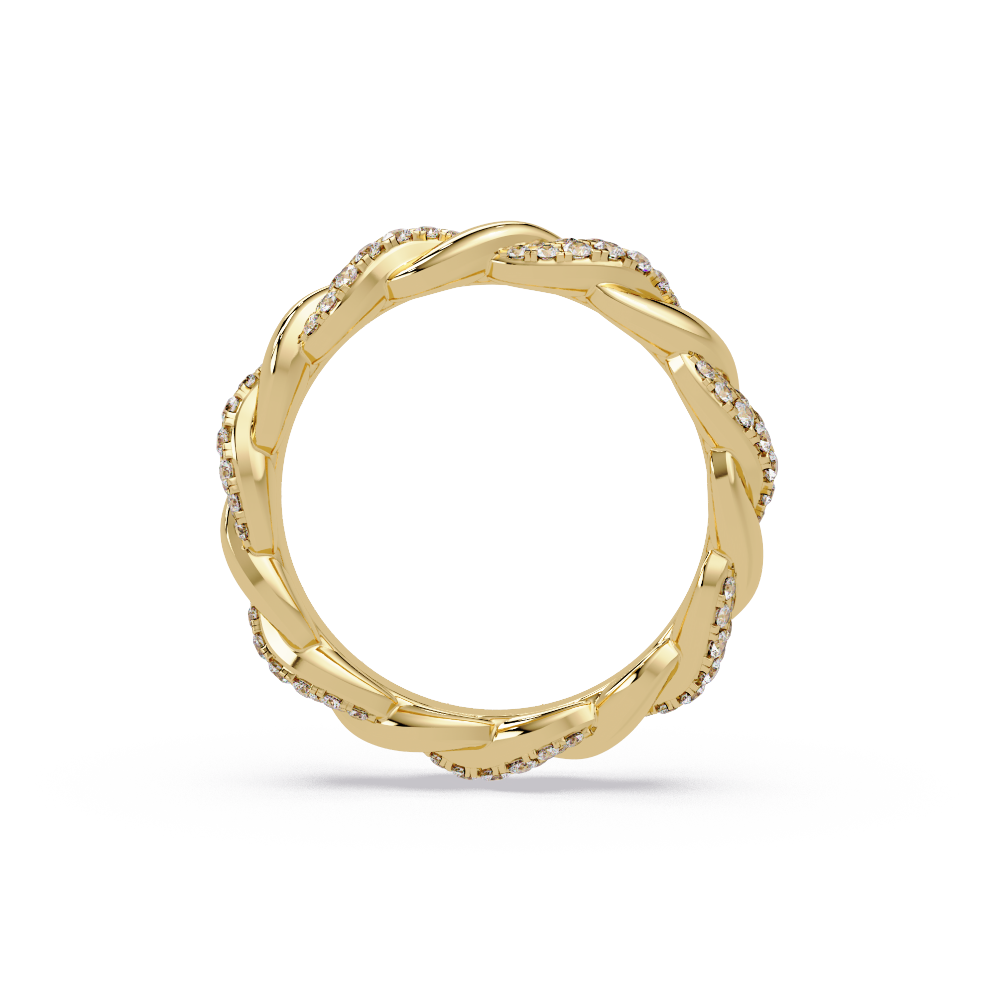 Round Diamond Twisted Infinity Band Ring in Gold