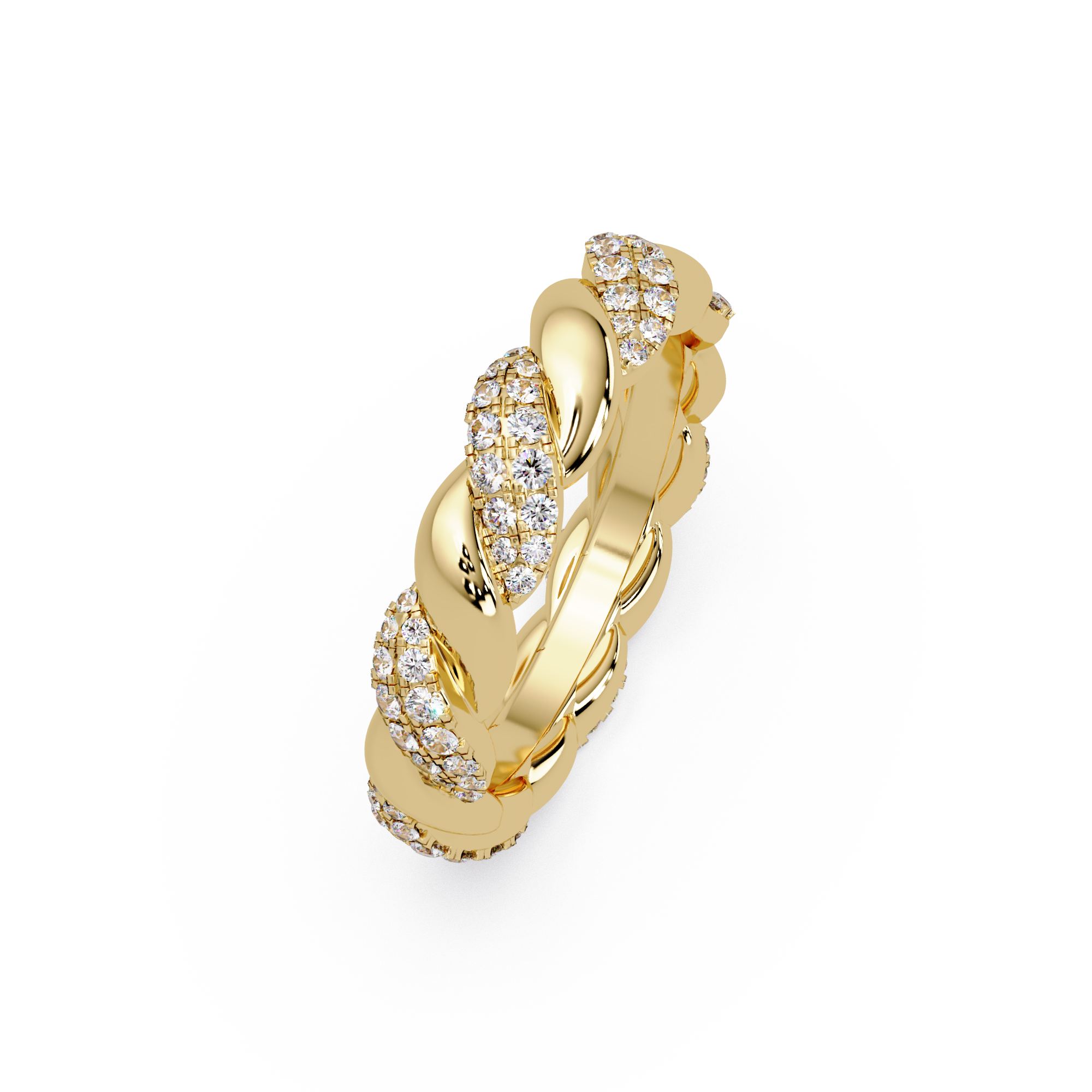 Round Diamond Twisted Infinity Band Ring in Gold