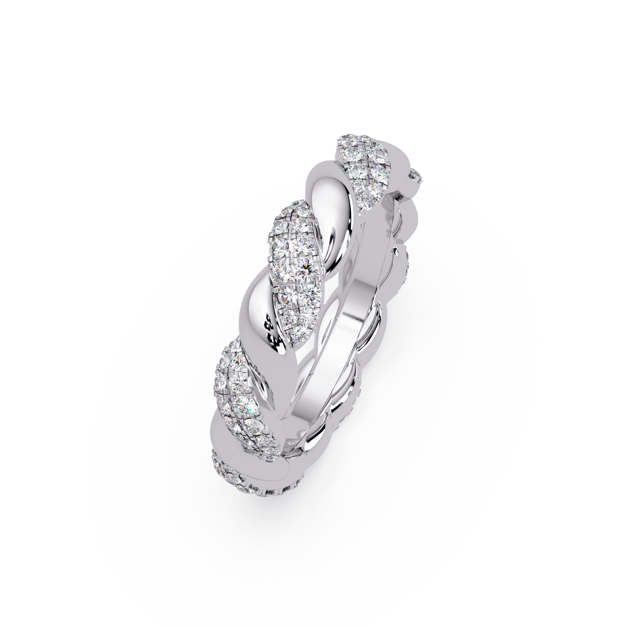 Round Diamond Twisted Infinity Band Ring in Gold