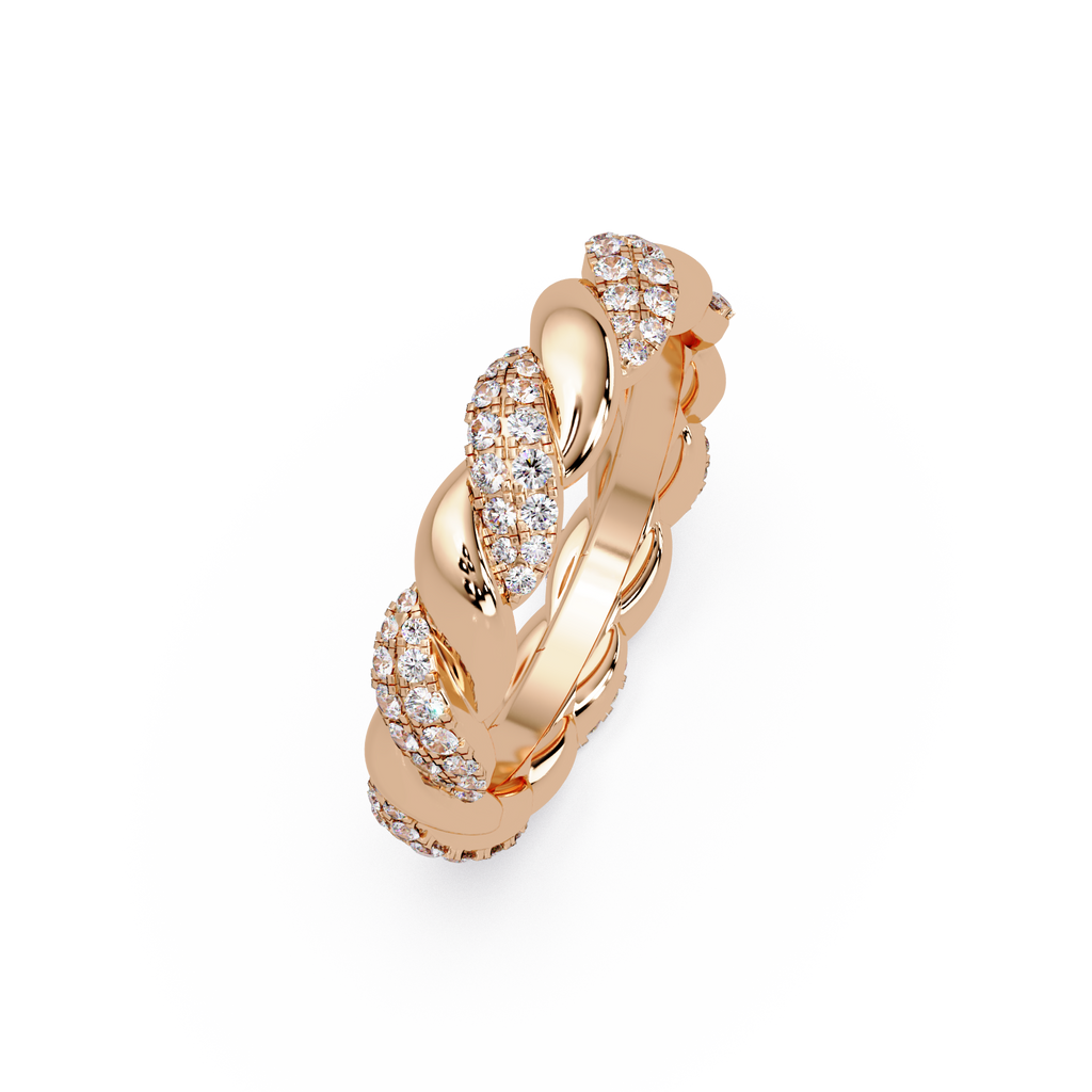 Round Diamond Twisted Infinity Band Ring in Gold
