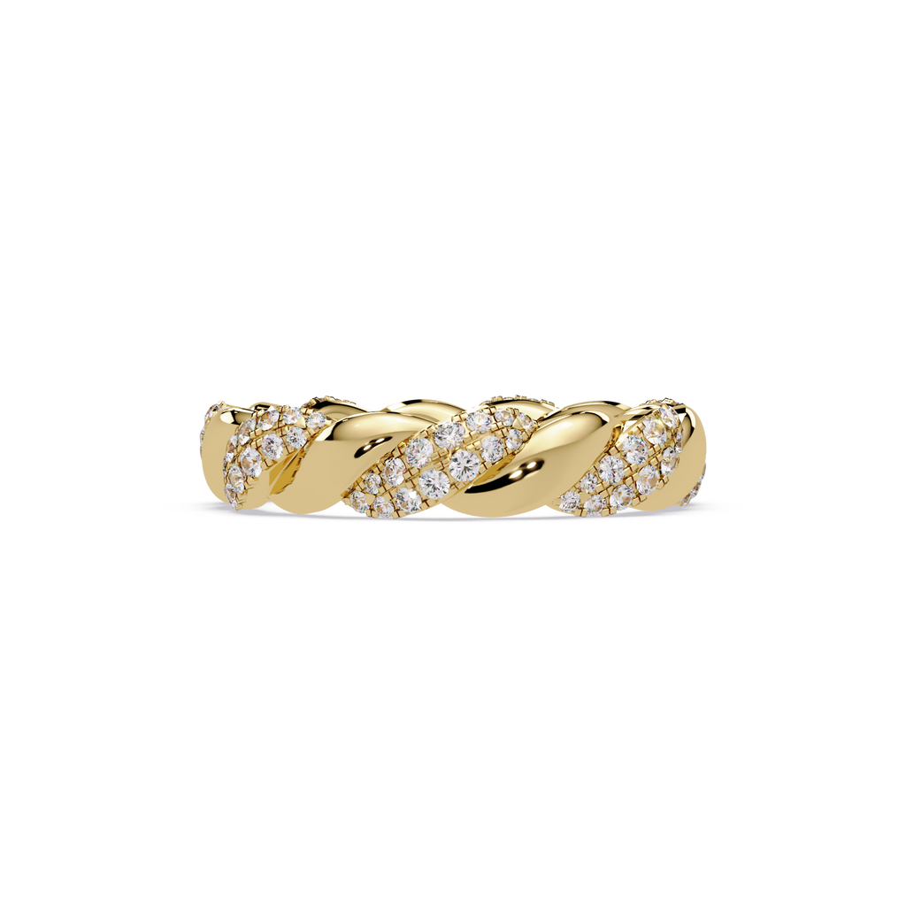 Round Diamond Twisted Infinity Band Ring in Gold