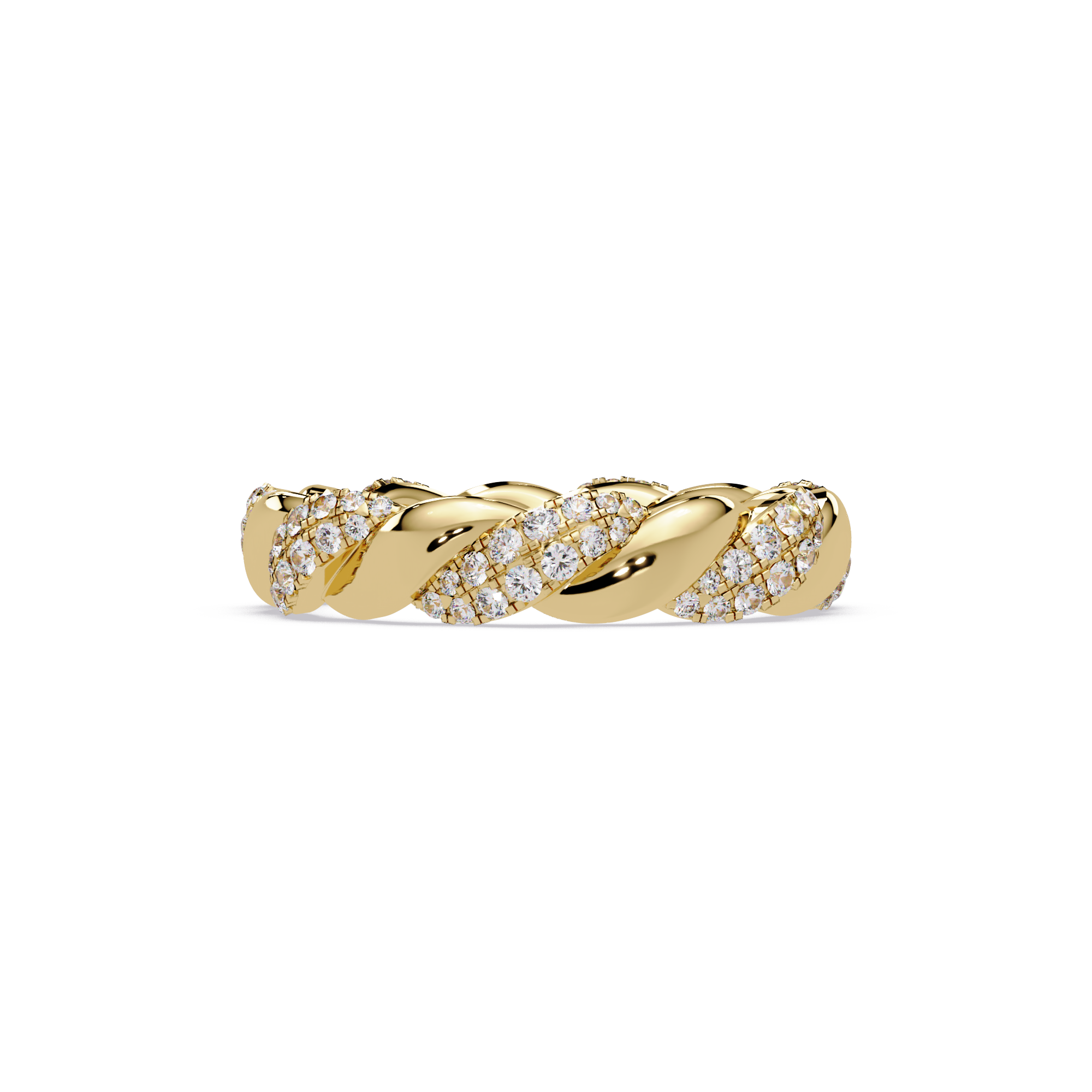 Round Diamond Twisted Infinity Band Ring in Gold
