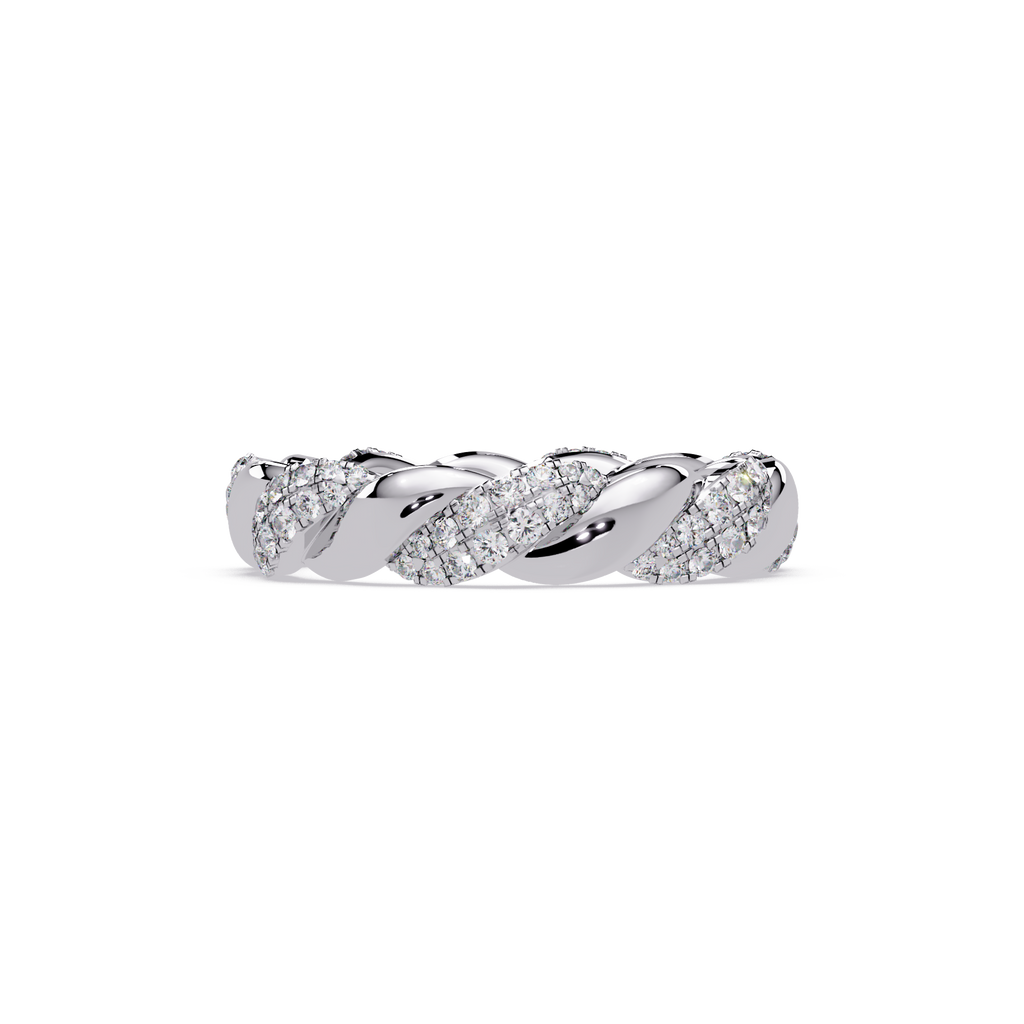 Round Diamond Twisted Infinity Band Ring in Gold