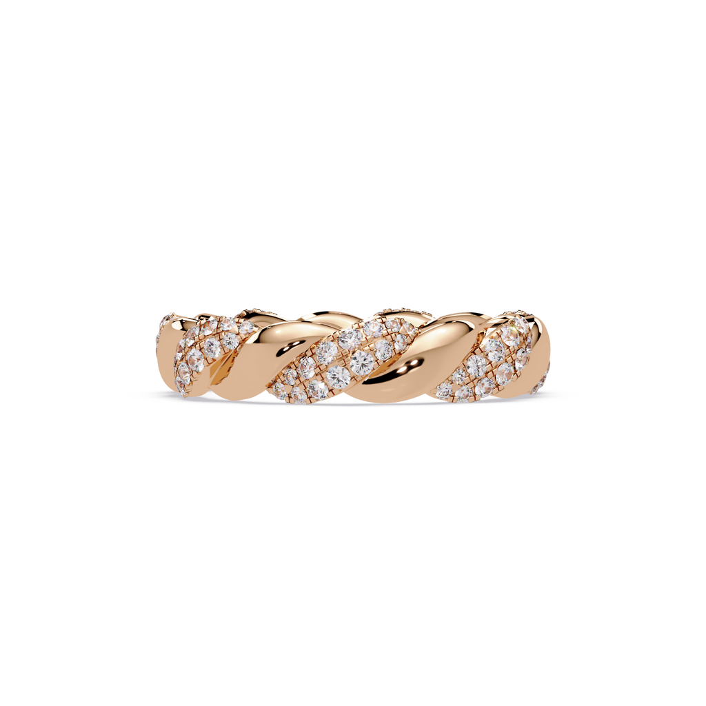 Round Diamond Twisted Infinity Band Ring in Gold