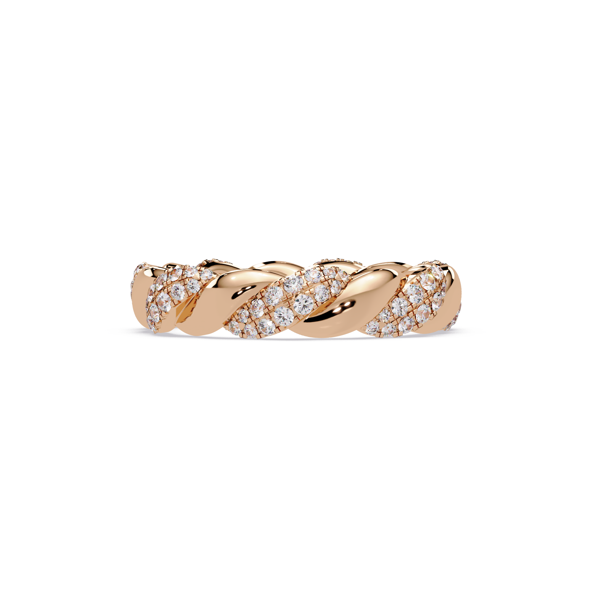 Round Diamond Twisted Infinity Band Ring in Gold