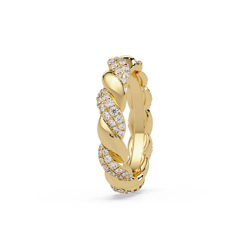 Round Diamond Twisted Infinity Band Ring in Gold