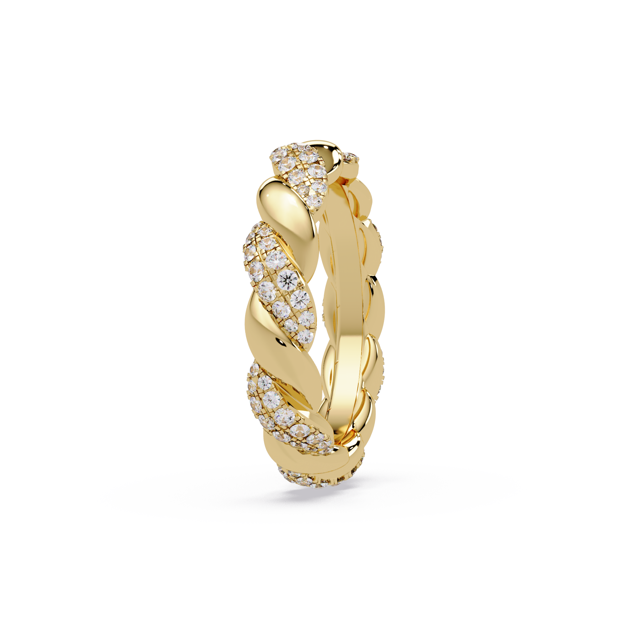 Round Diamond Twisted Infinity Band Ring in Gold