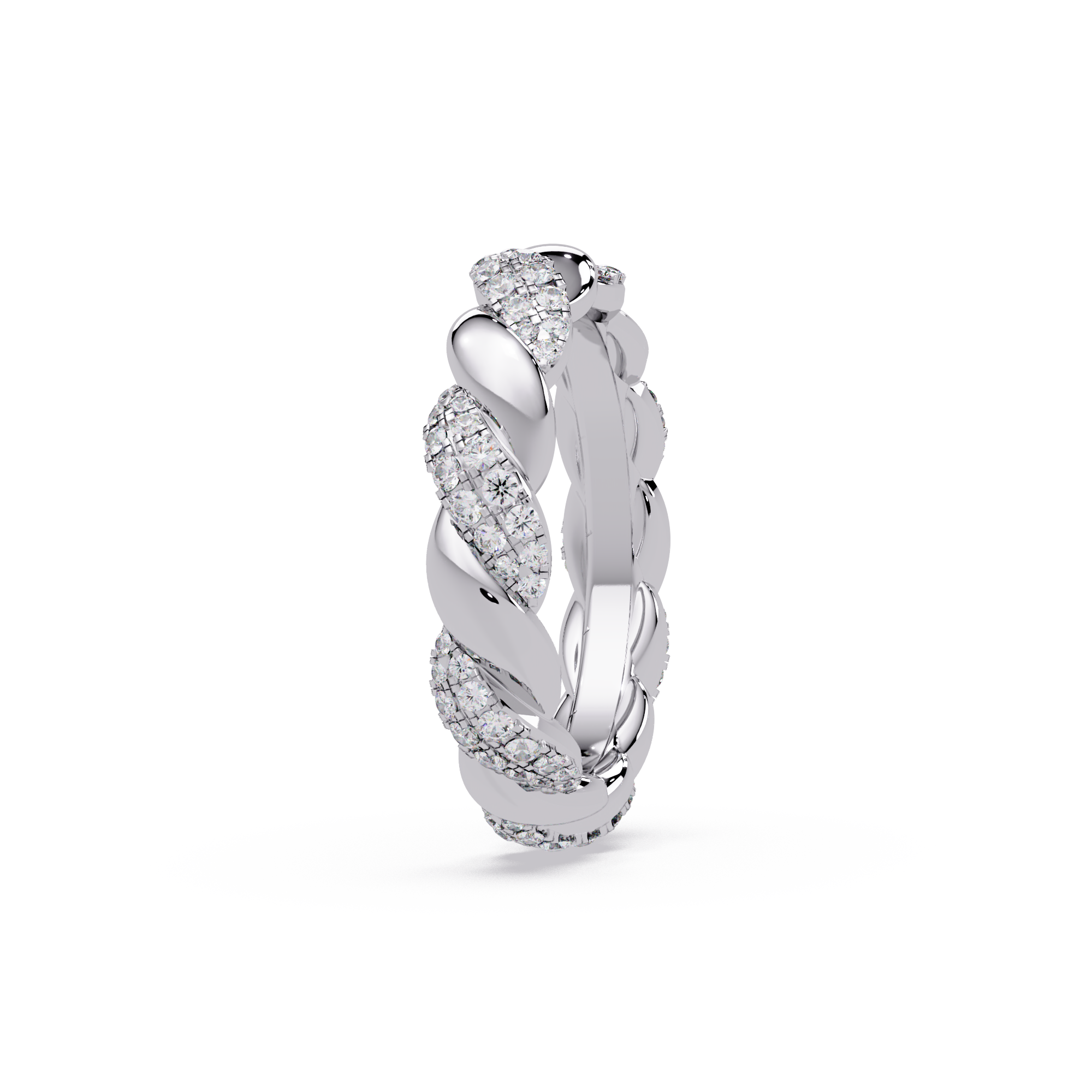 Round Diamond Twisted Infinity Band Ring in Gold