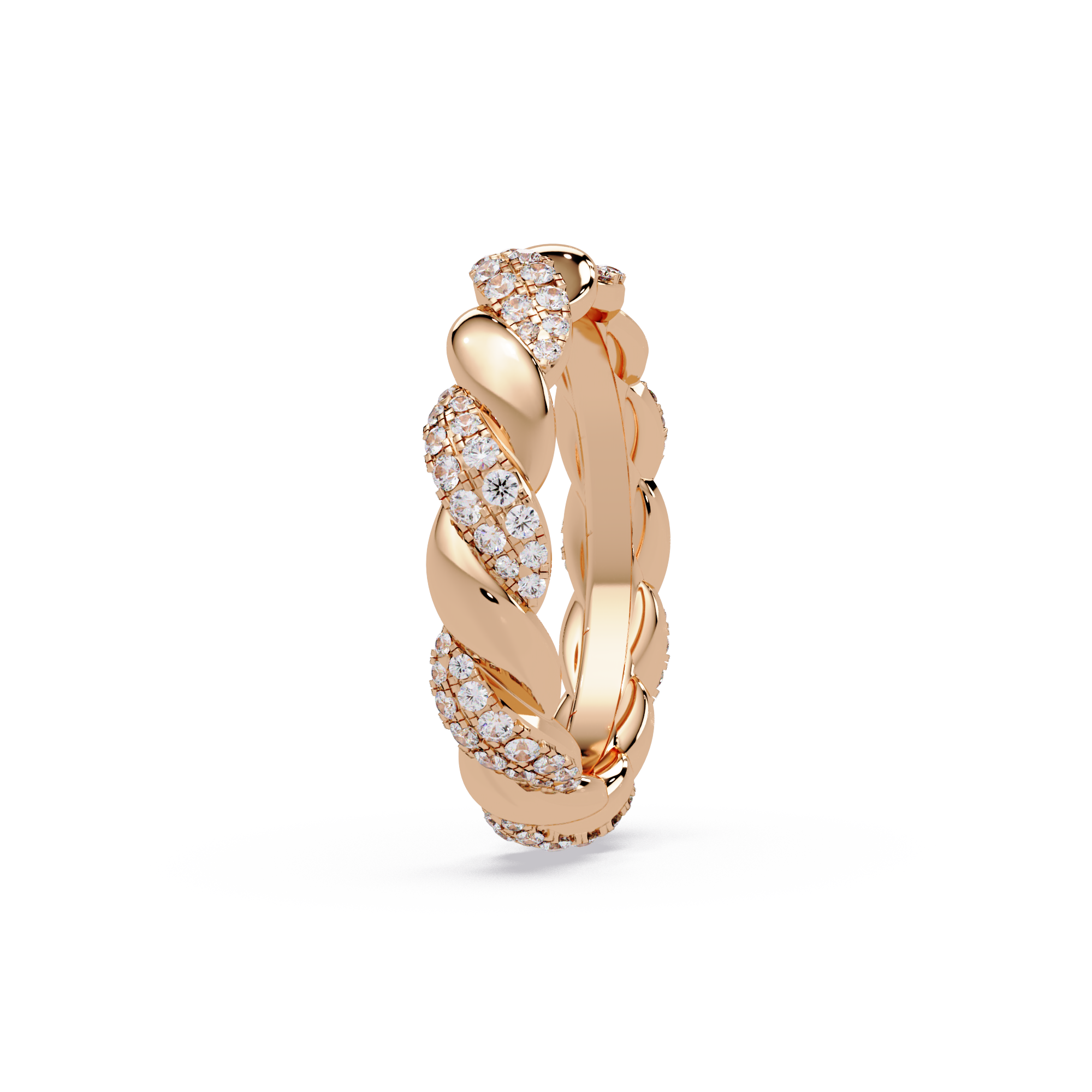 Round Diamond Twisted Infinity Band Ring in Gold