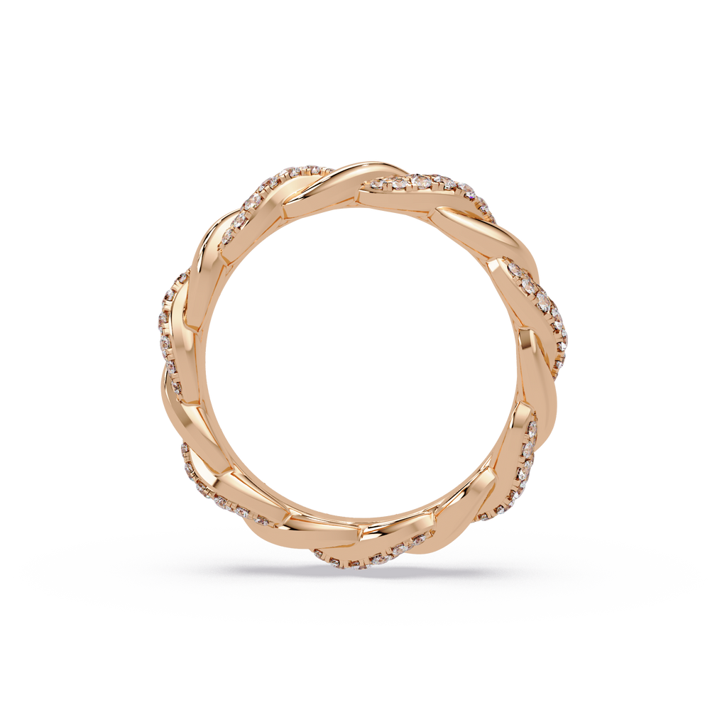 Round Diamond Twisted Infinity Band Ring in Gold