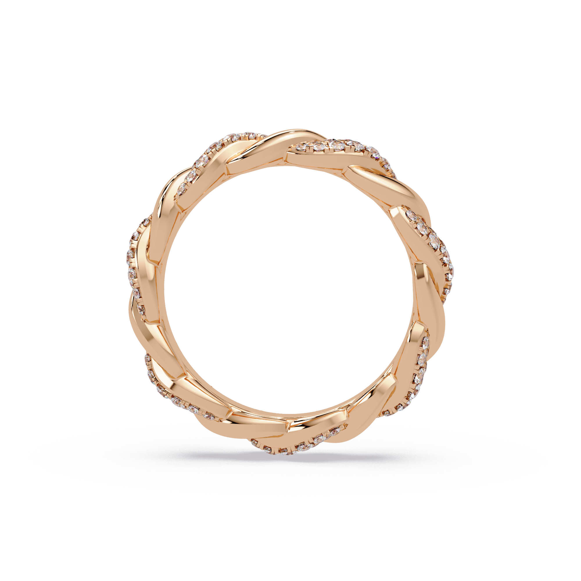 Round Diamond Twisted Infinity Band Ring in Gold