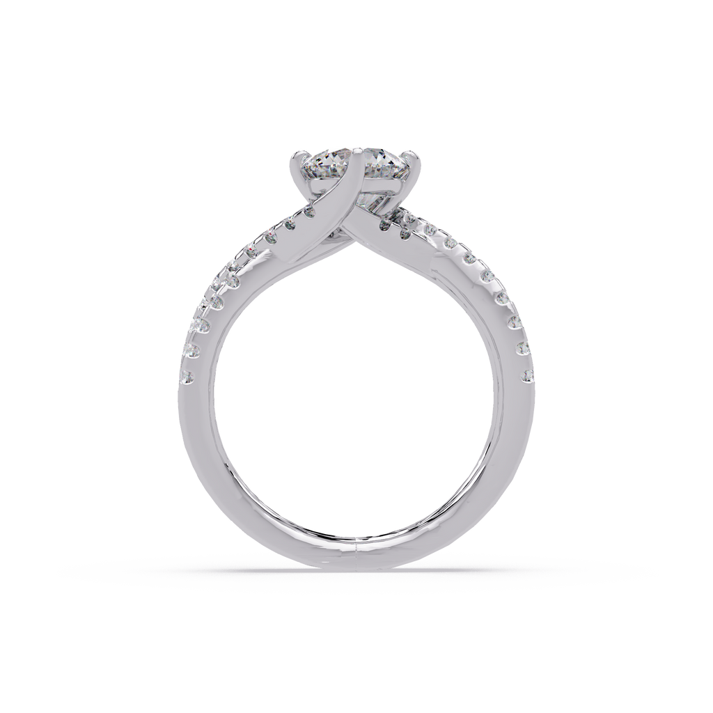 Round Cut Diamond Split Shank Engagement Ring