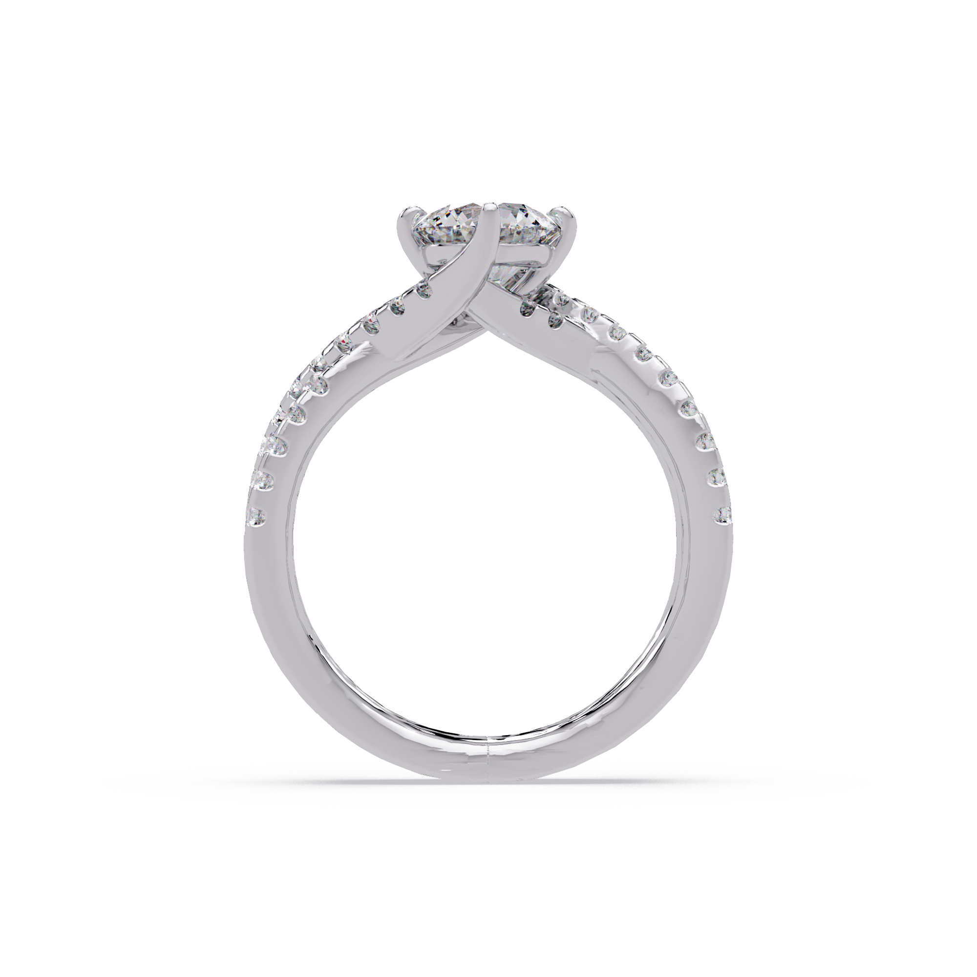 Round Cut Diamond Split Shank Engagement Ring