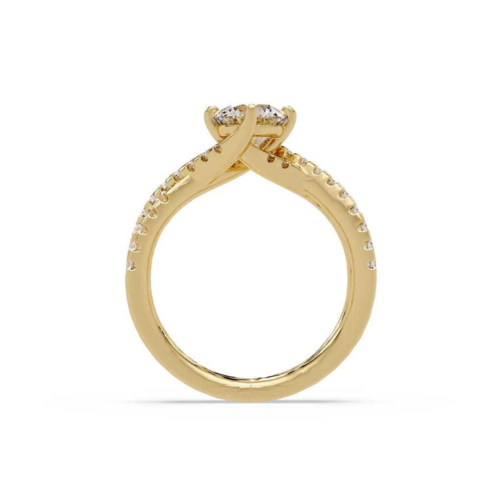 Round Cut Diamond Split Shank Engagement Ring
