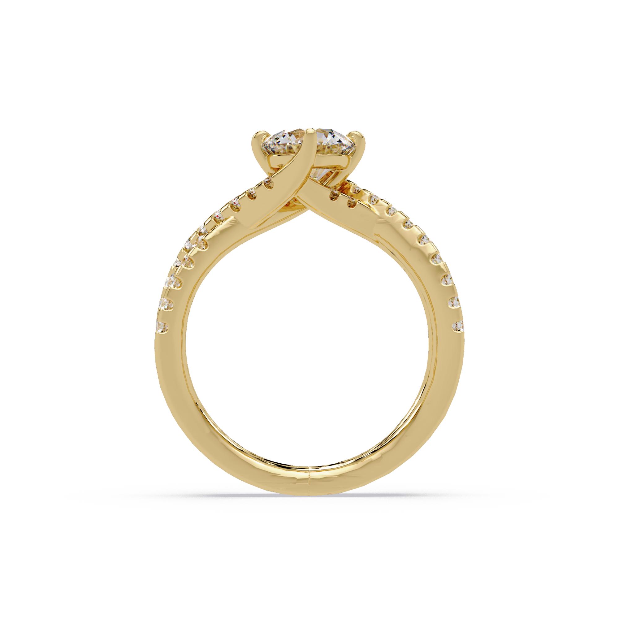 Round Cut Diamond Split Shank Engagement Ring