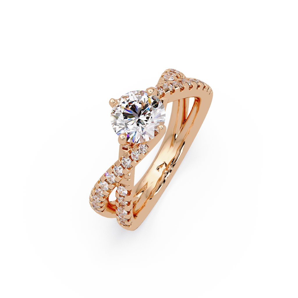 Round Cut Diamond Split Shank Engagement Ring