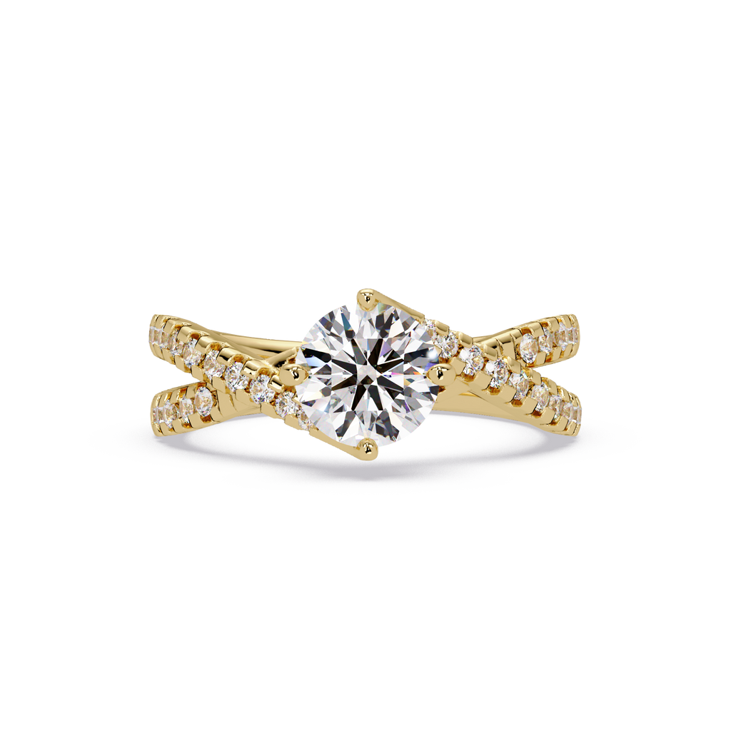 Round Cut Diamond Split Shank Engagement Ring