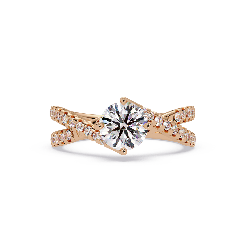 Round Cut Diamond Split Shank Engagement Ring