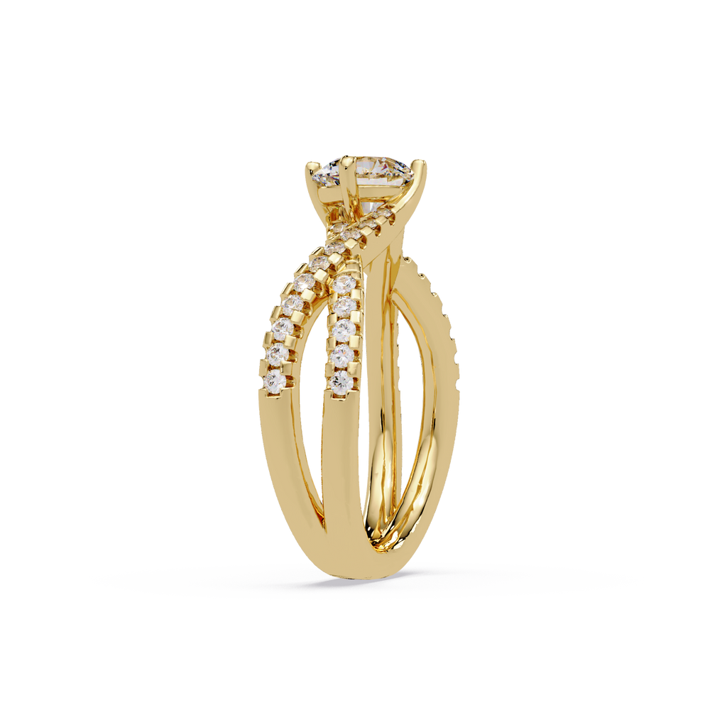 Round Cut Diamond Split Shank Engagement Ring