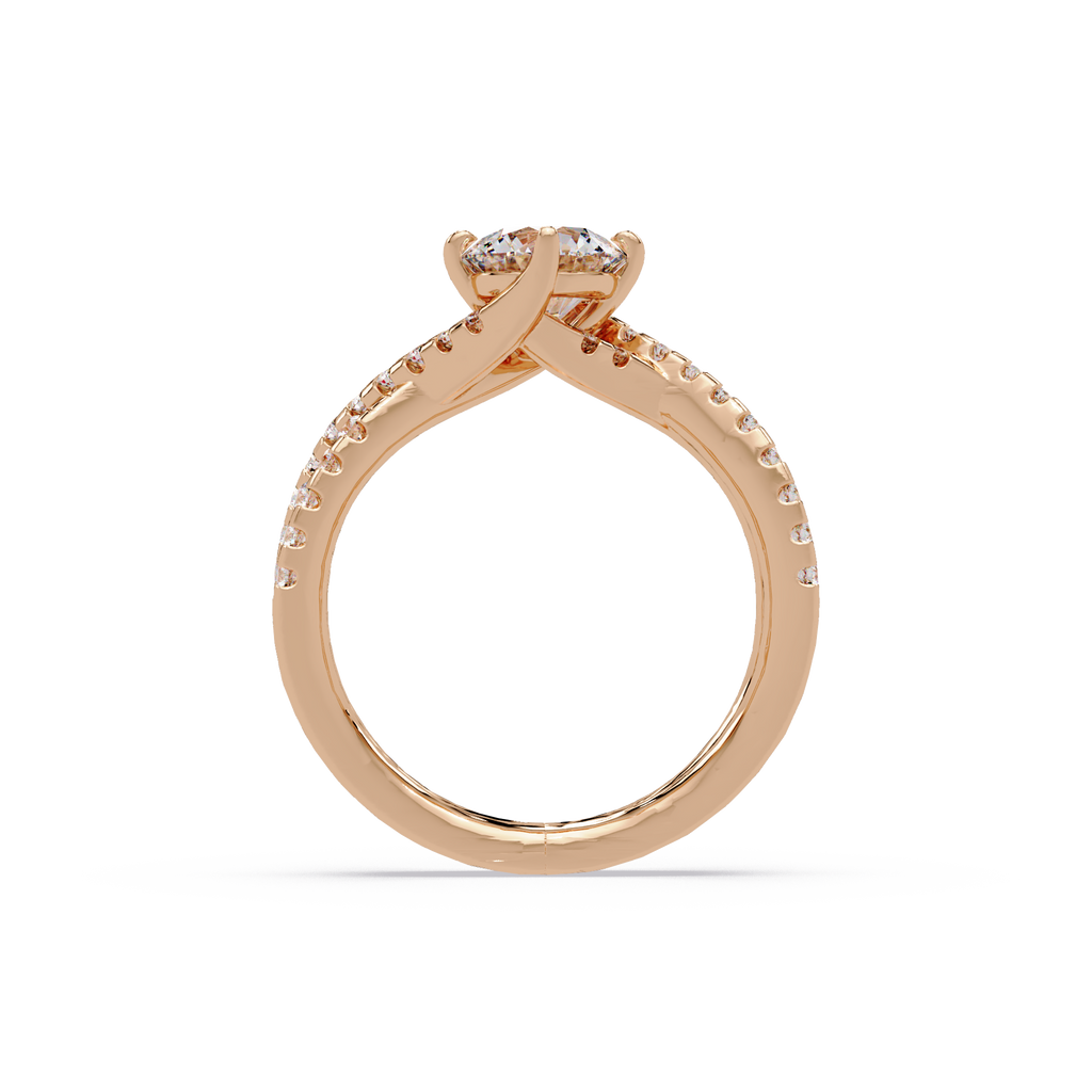 Round Cut Diamond Split Shank Engagement Ring