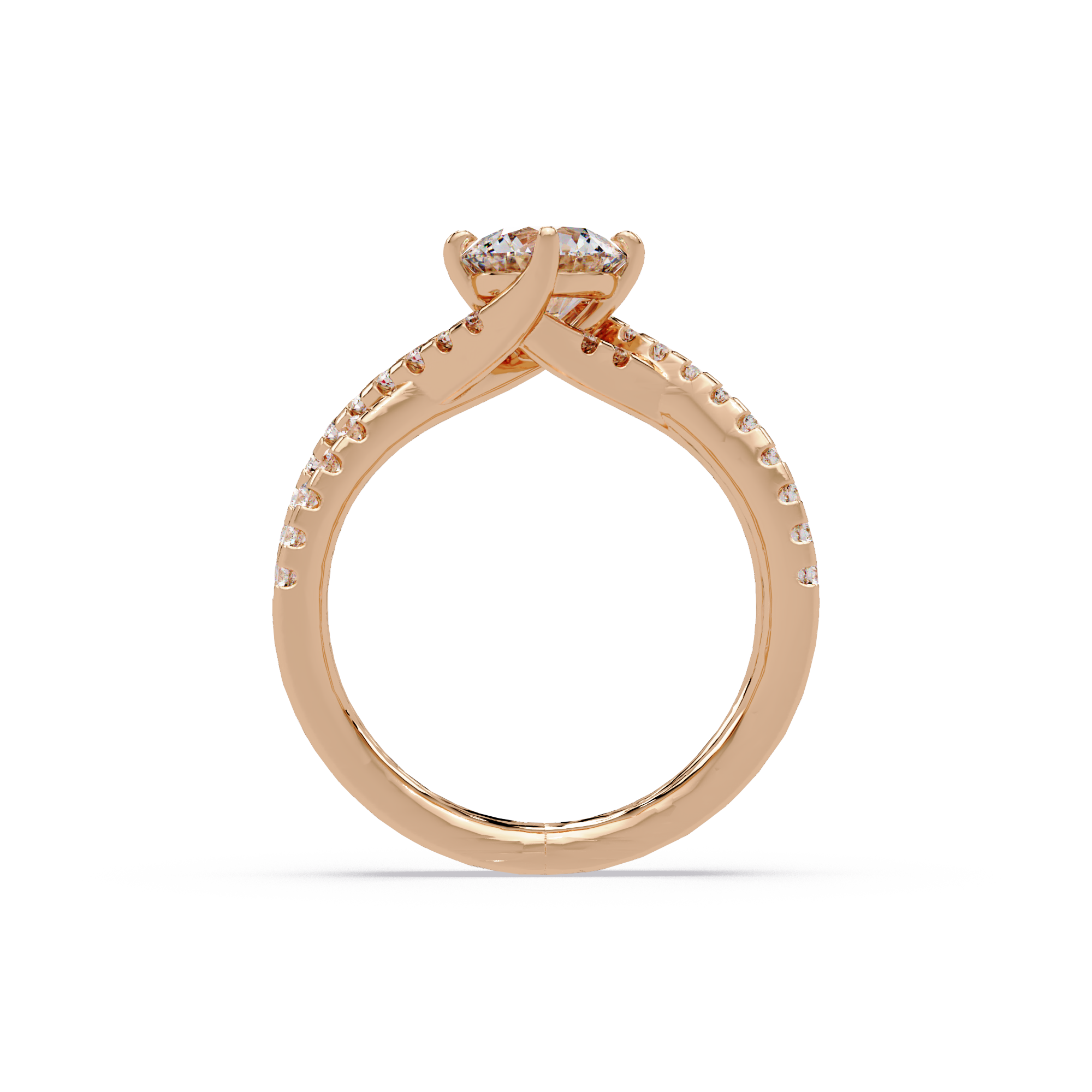 Round Cut Diamond Split Shank Engagement Ring