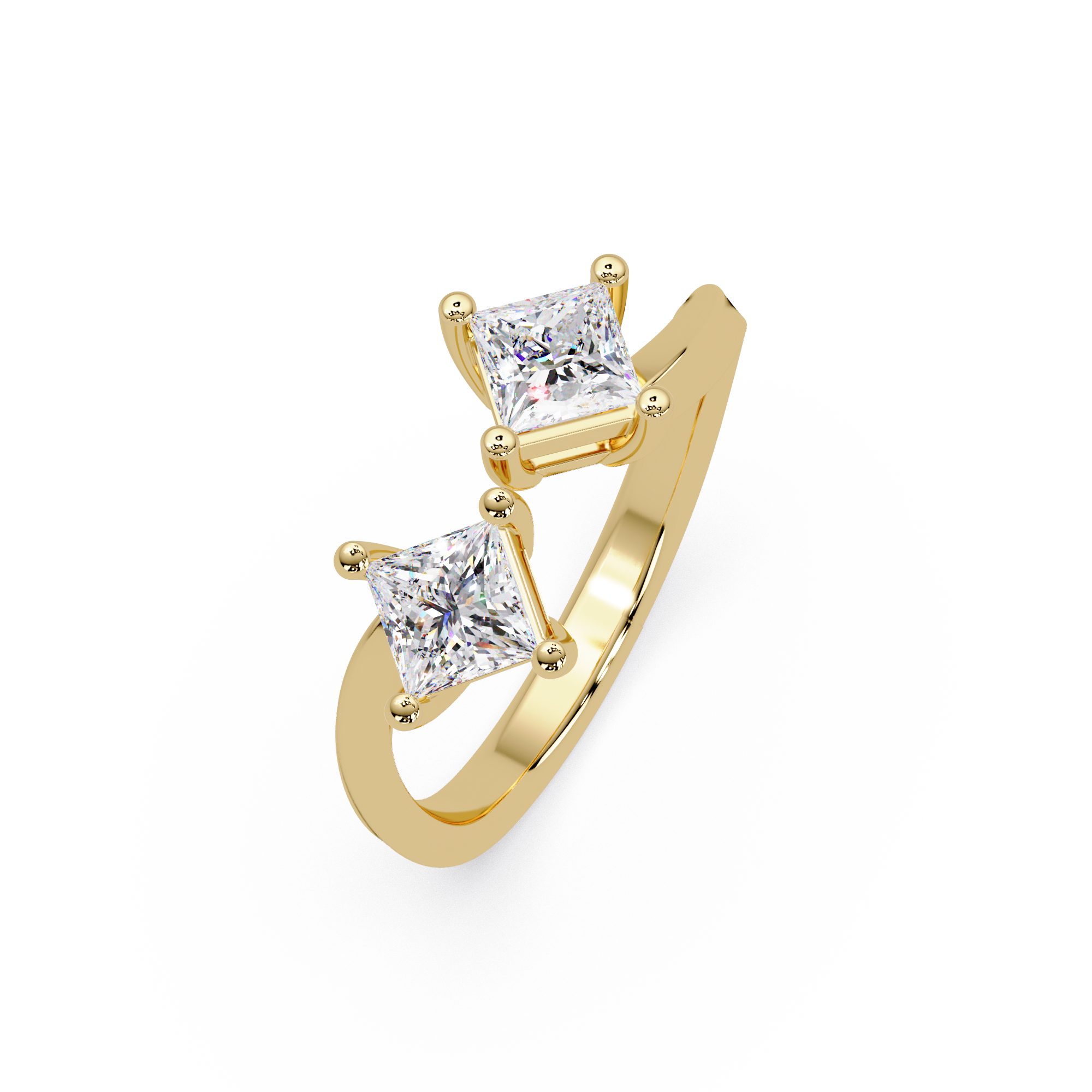Princess Cut Diamond Open Cuff Ring
