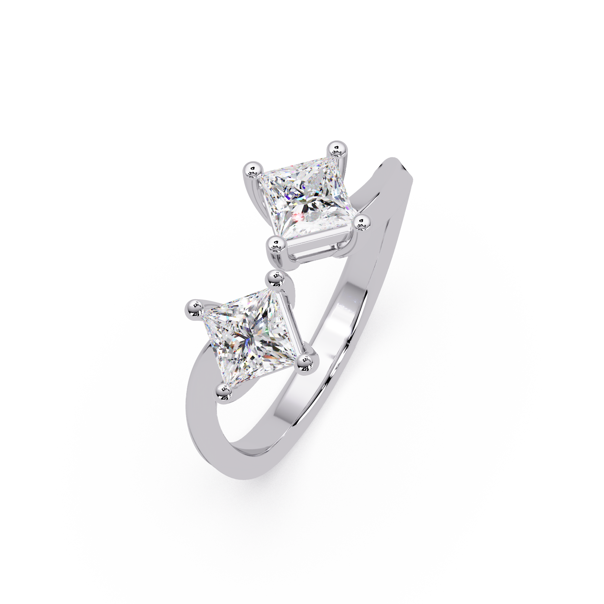 Princess Cut Diamond Open Cuff Ring