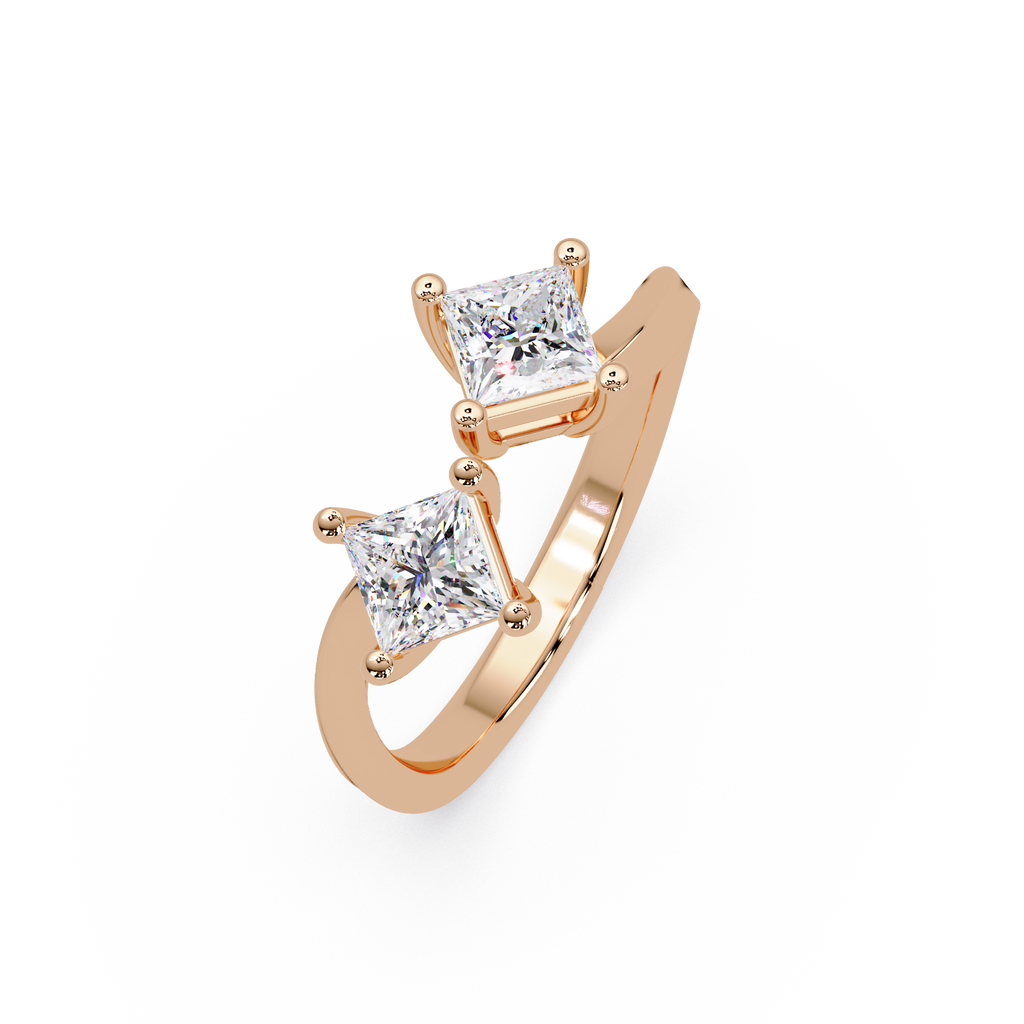 Princess Cut Diamond Open Cuff Ring