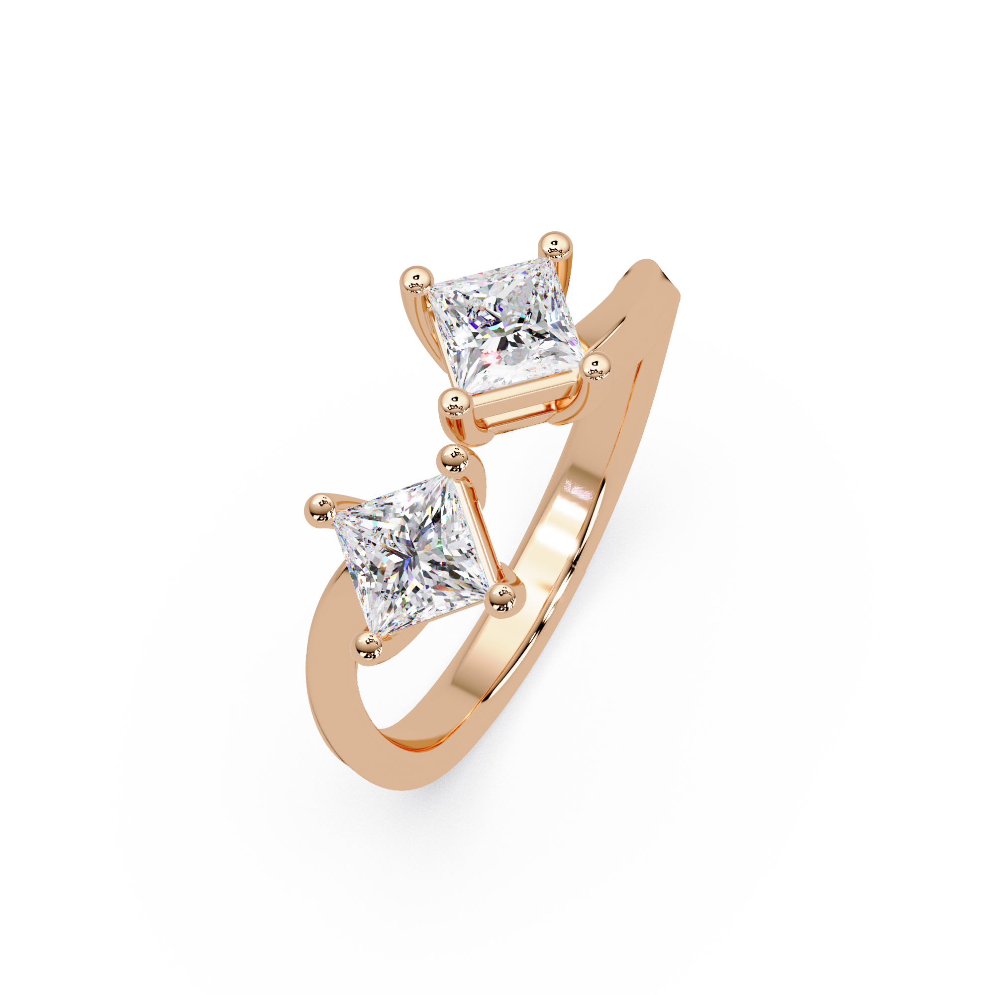 Princess Cut Diamond Open Cuff Ring