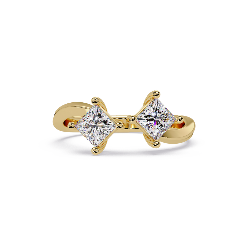 Princess Cut Diamond Open Cuff Ring