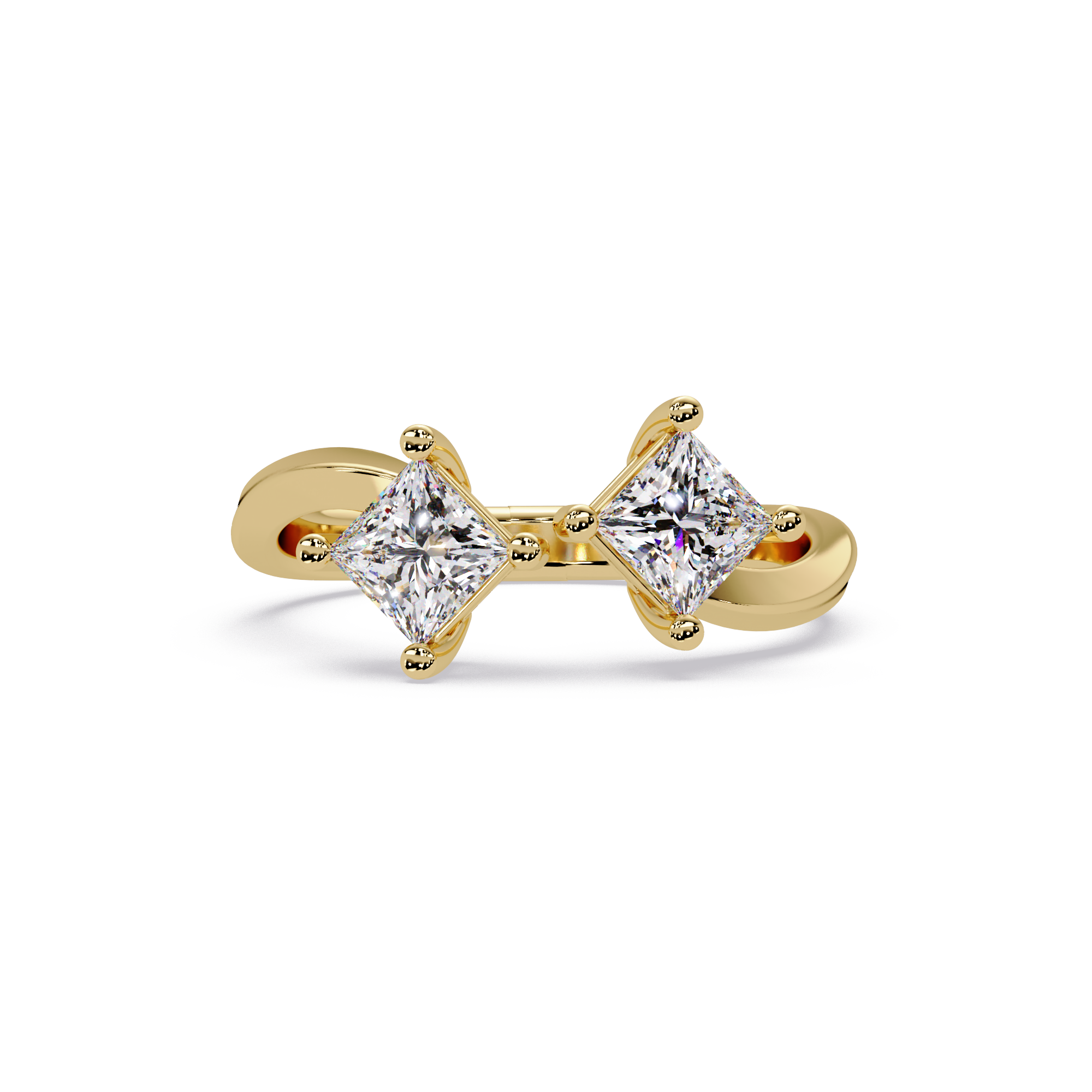 Princess Cut Diamond Open Cuff Ring