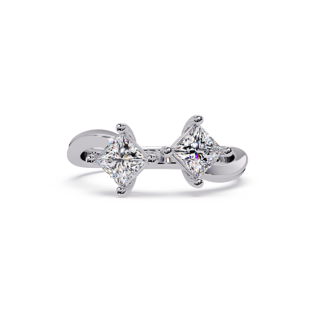 Princess Cut Diamond Open Cuff Ring