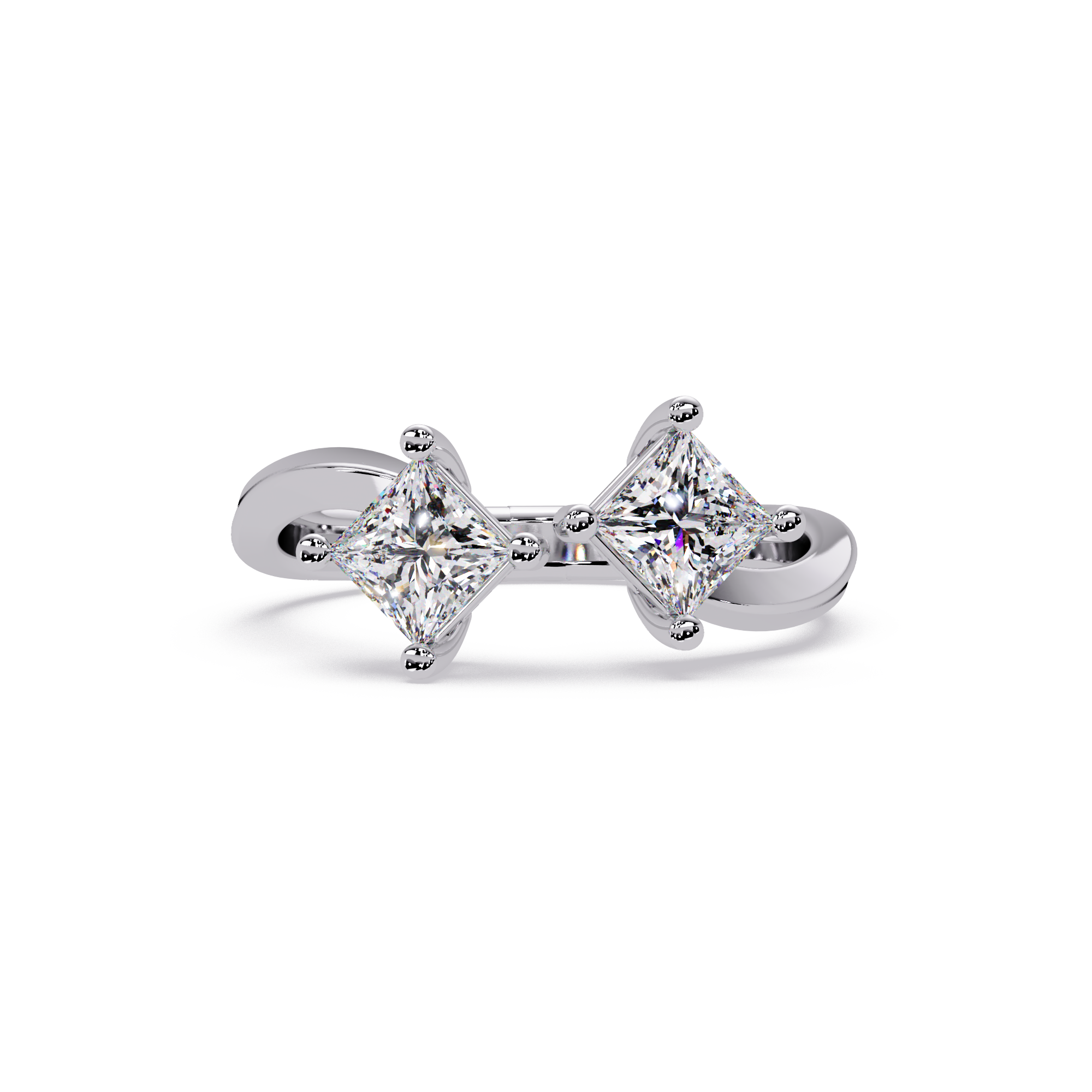 Princess Cut Diamond Open Cuff Ring