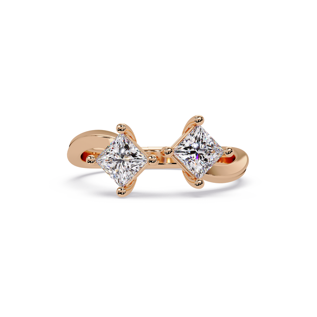 Princess Cut Diamond Open Cuff Ring