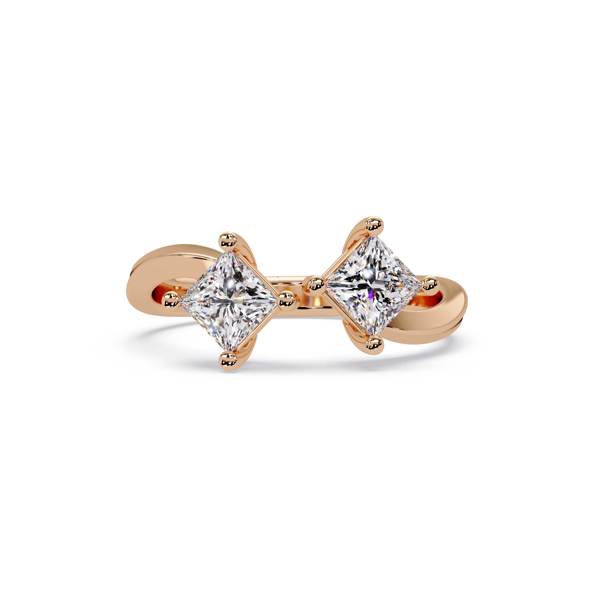 Princess Cut Diamond Open Cuff Ring