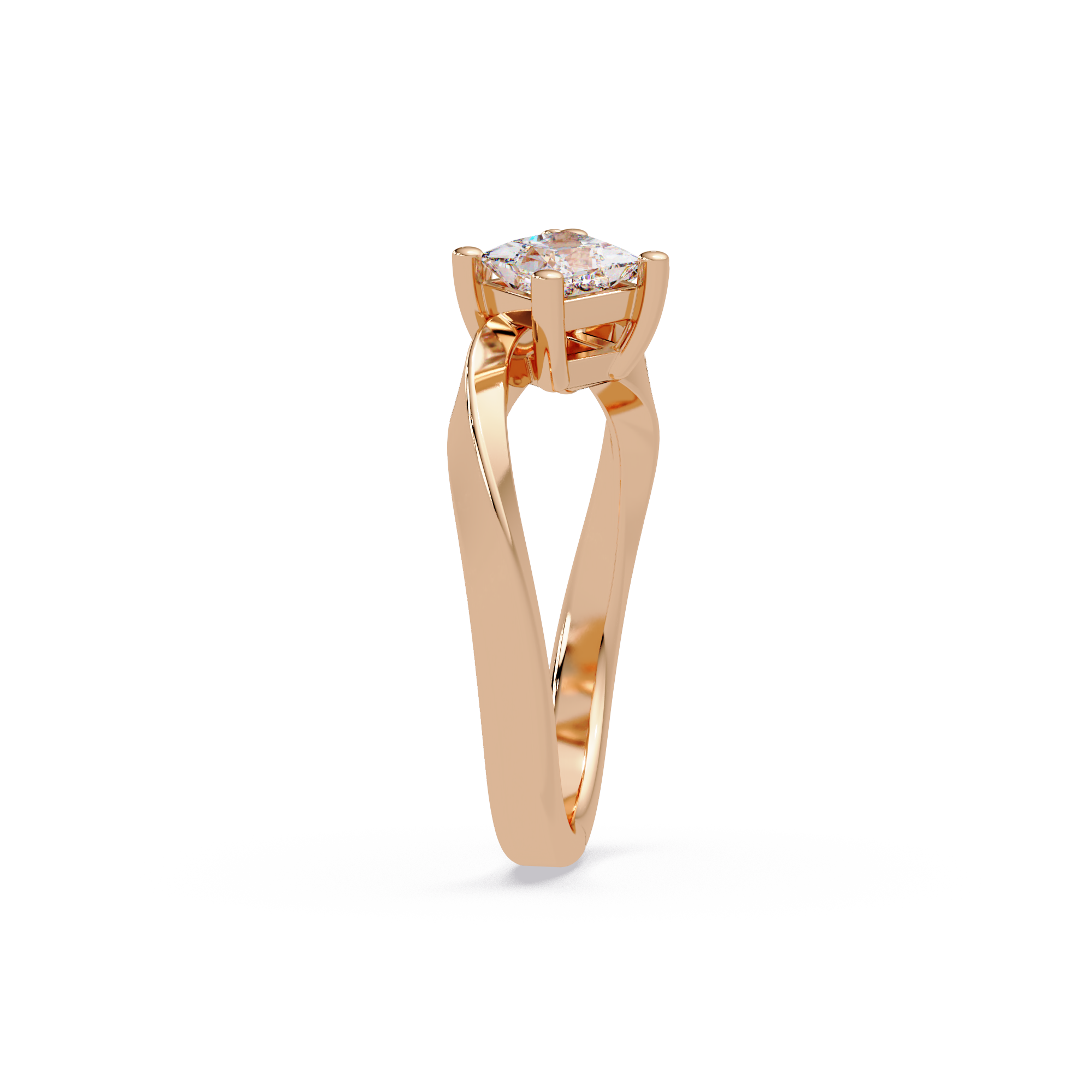 Princess Cut Diamond Open Cuff Ring