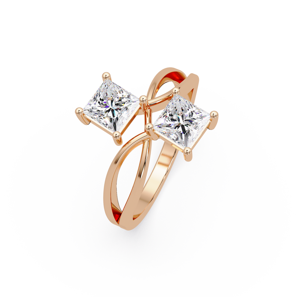 Princess Cut Diamond Open Twist Ring