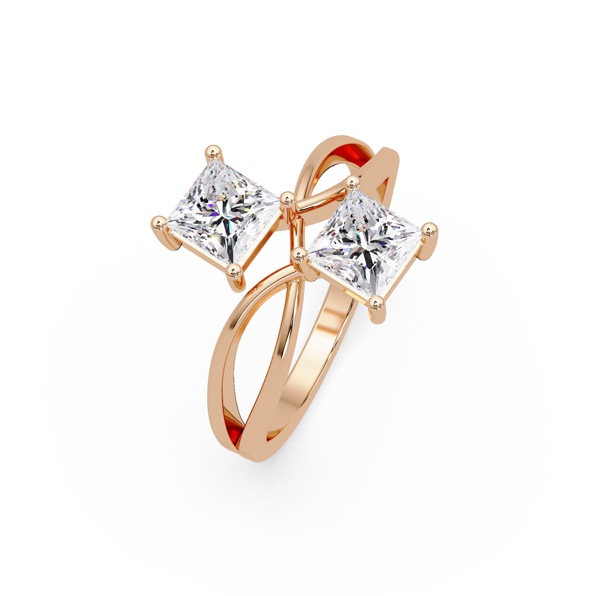 Princess Cut Diamond Open Twist Ring