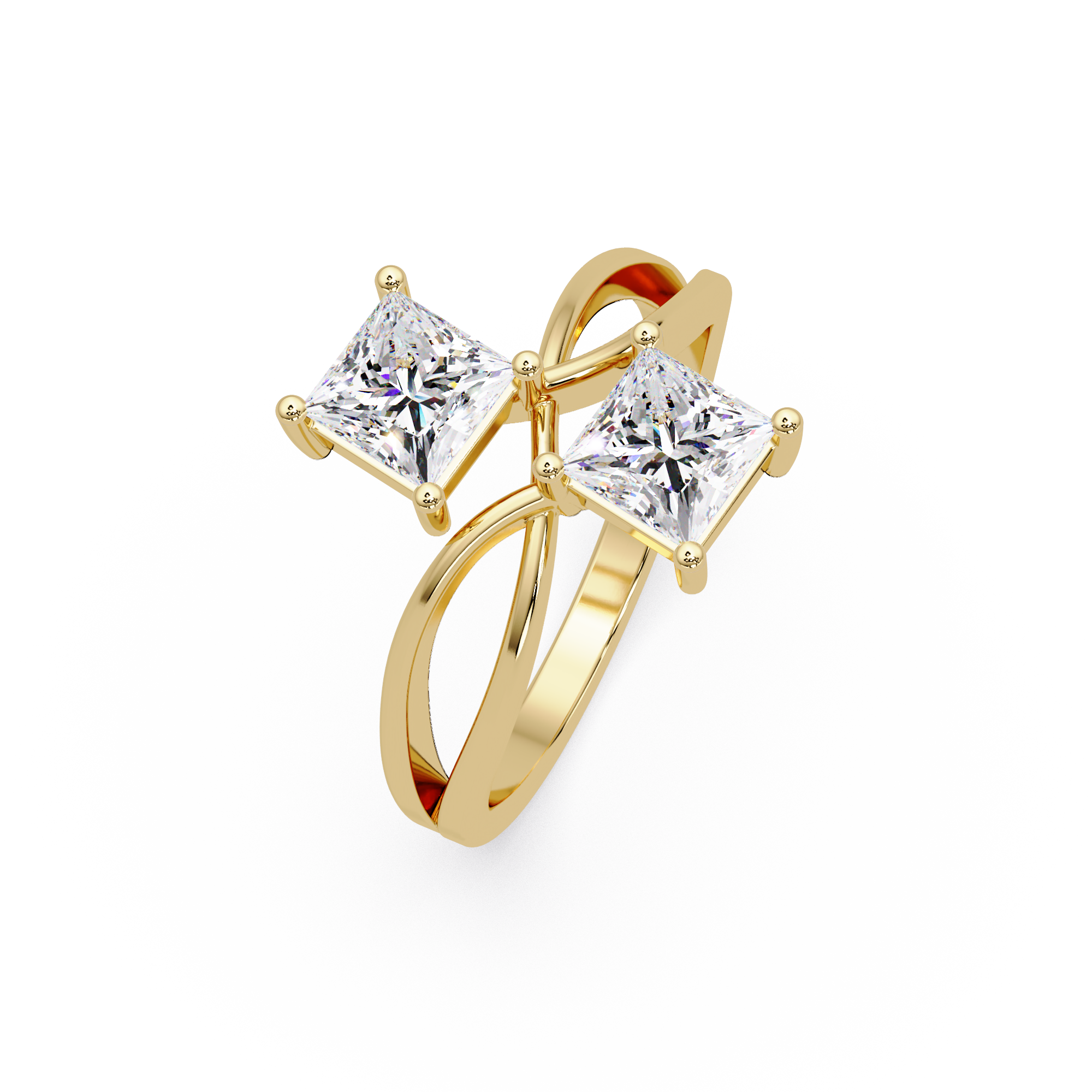 Princess Cut Diamond Open Twist Ring