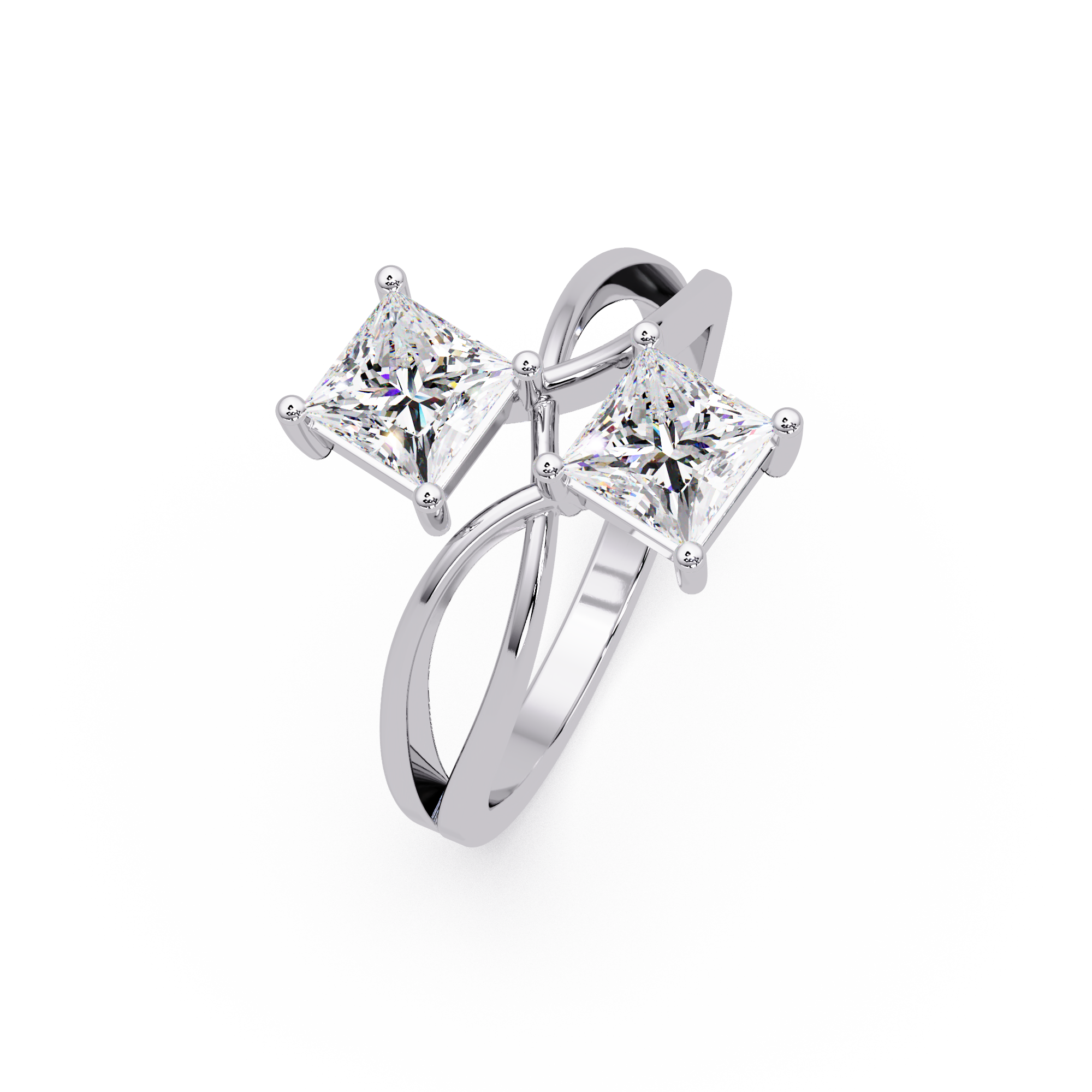 Princess Cut Diamond Open Twist Ring