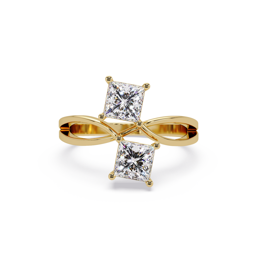 Princess Cut Diamond Open Twist Ring