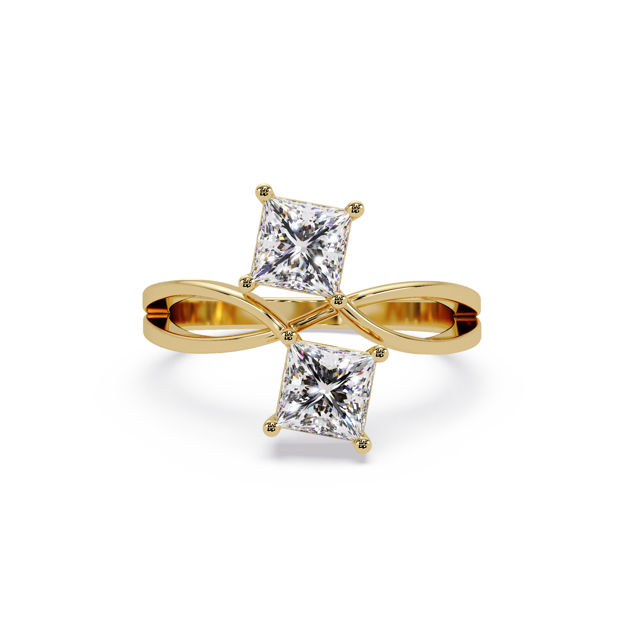 Princess Cut Diamond Open Twist Ring