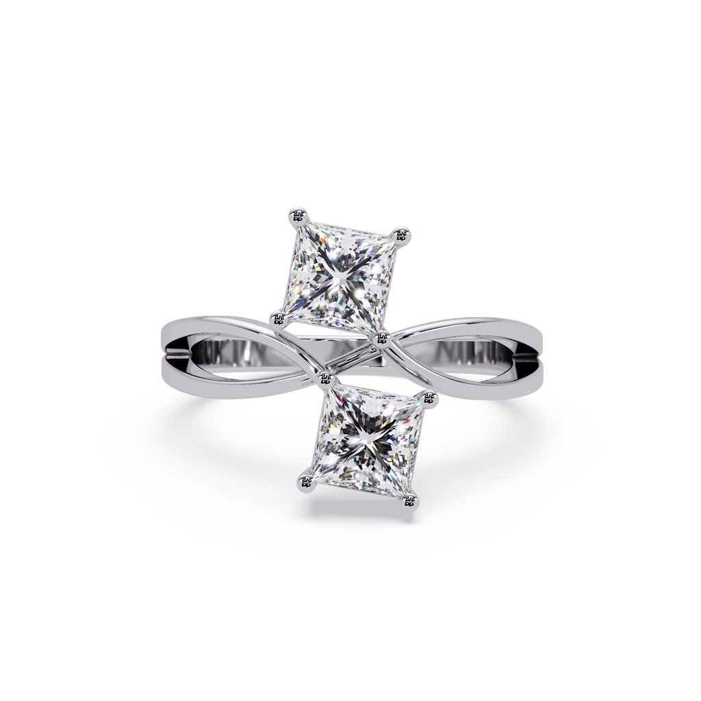 Princess Cut Diamond Open Twist Ring