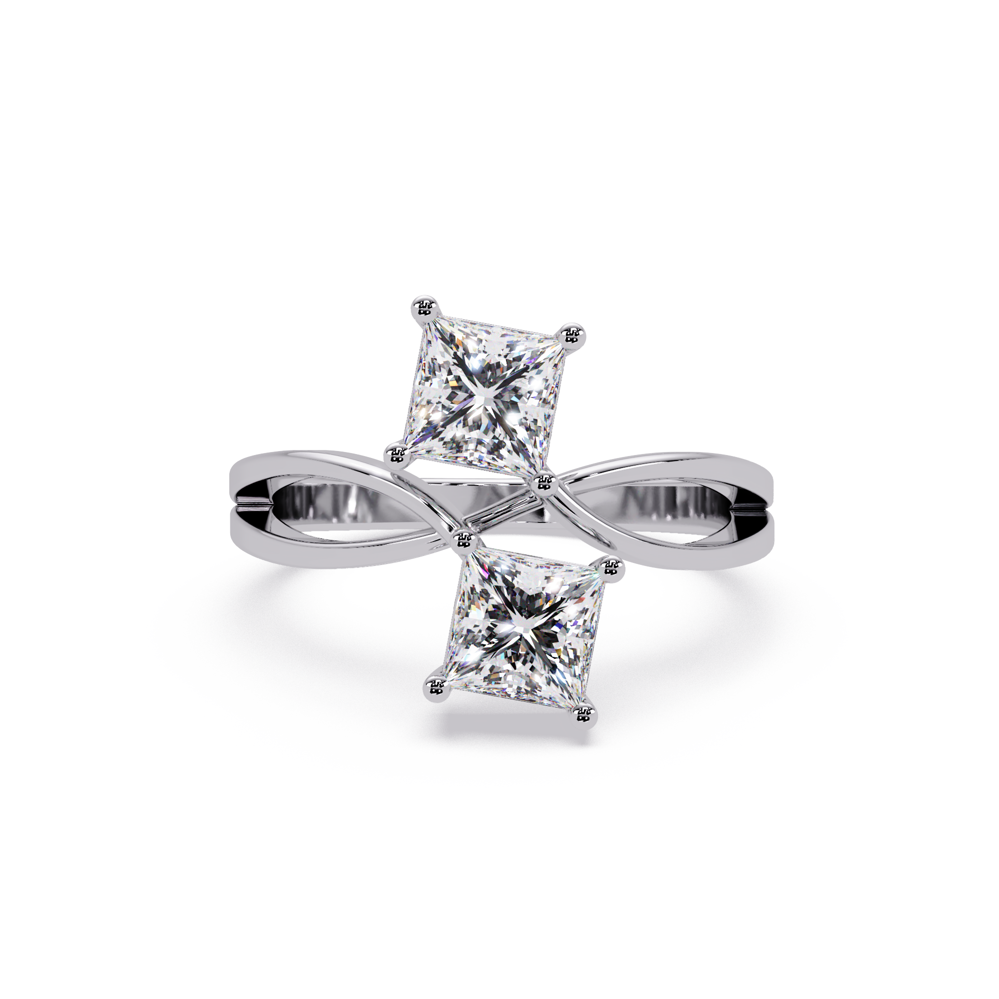 Princess Cut Diamond Open Twist Ring