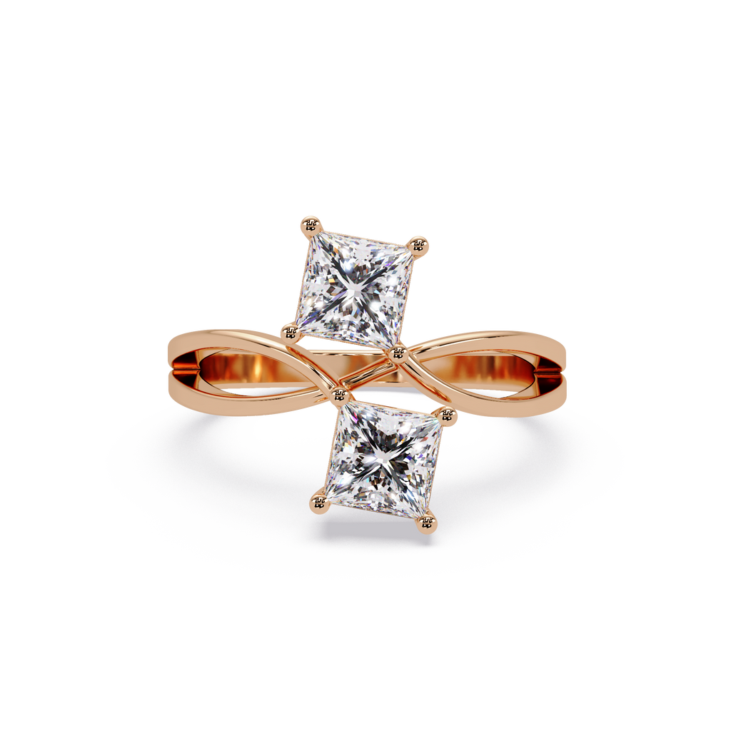 Princess Cut Diamond Open Twist Ring