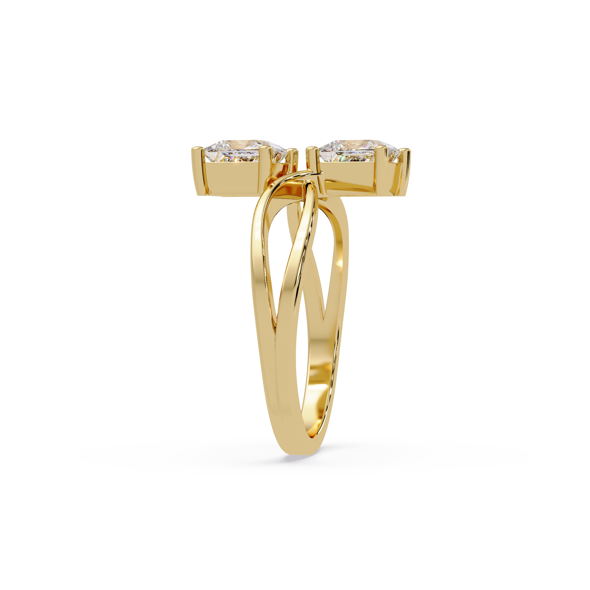 Princess Cut Diamond Open Twist Ring