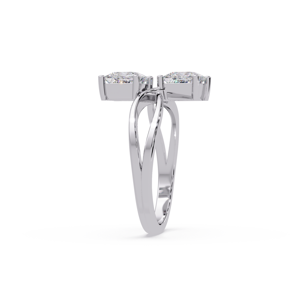 Princess Cut Diamond Open Twist Ring
