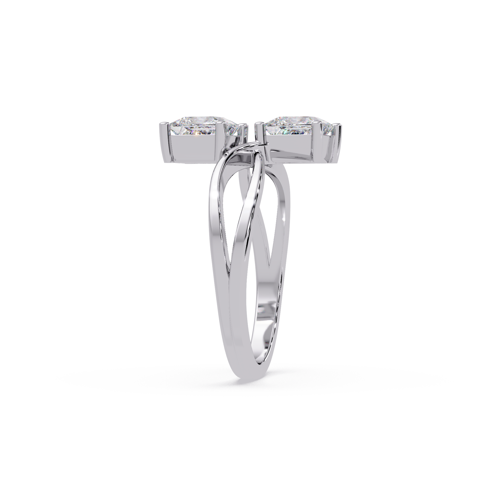 Princess Cut Diamond Open Twist Ring
