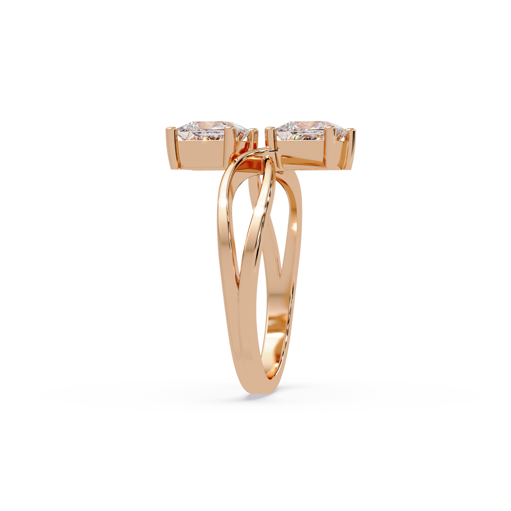Princess Cut Diamond Open Twist Ring