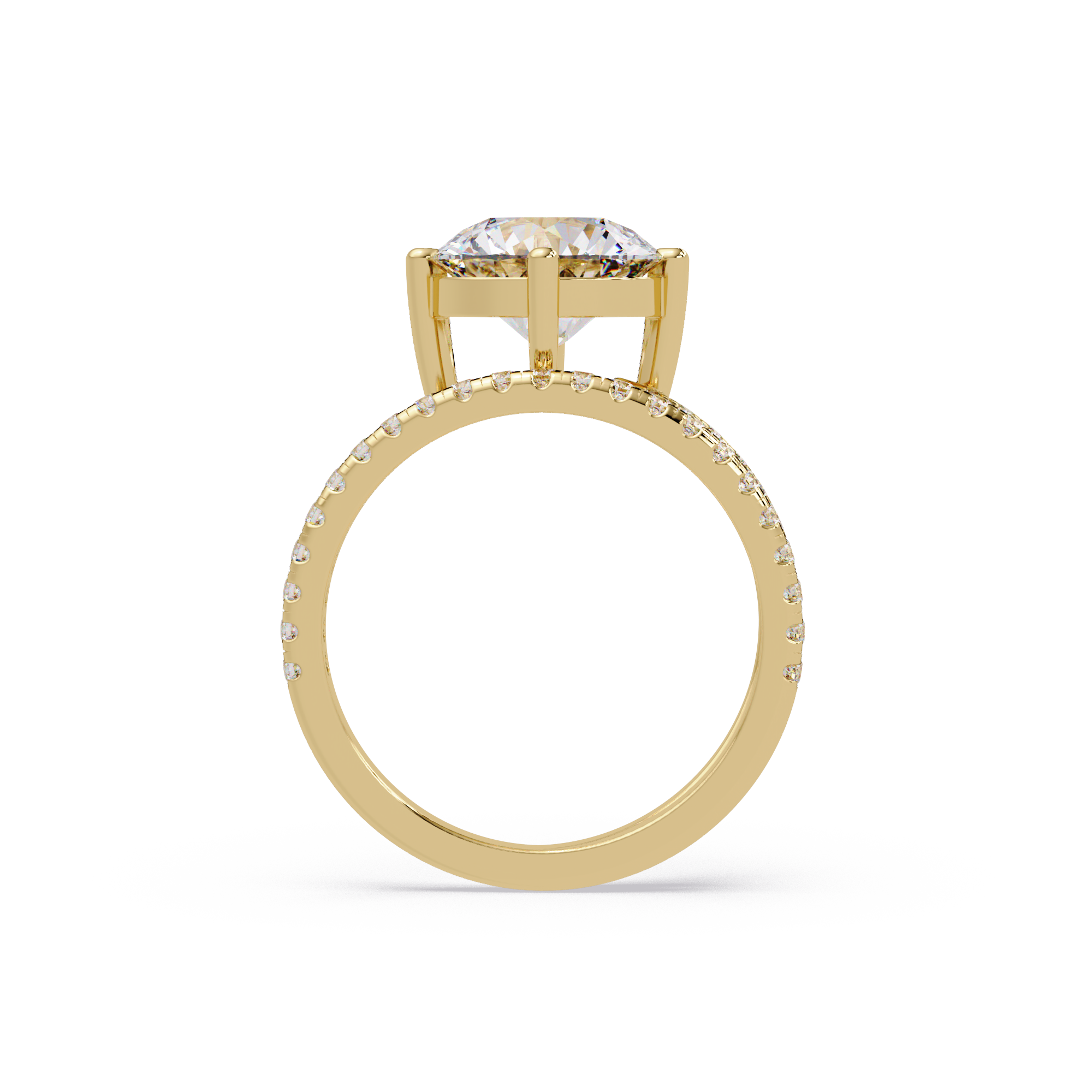 Round Cut Diamond Split Shank Engagement Ring
